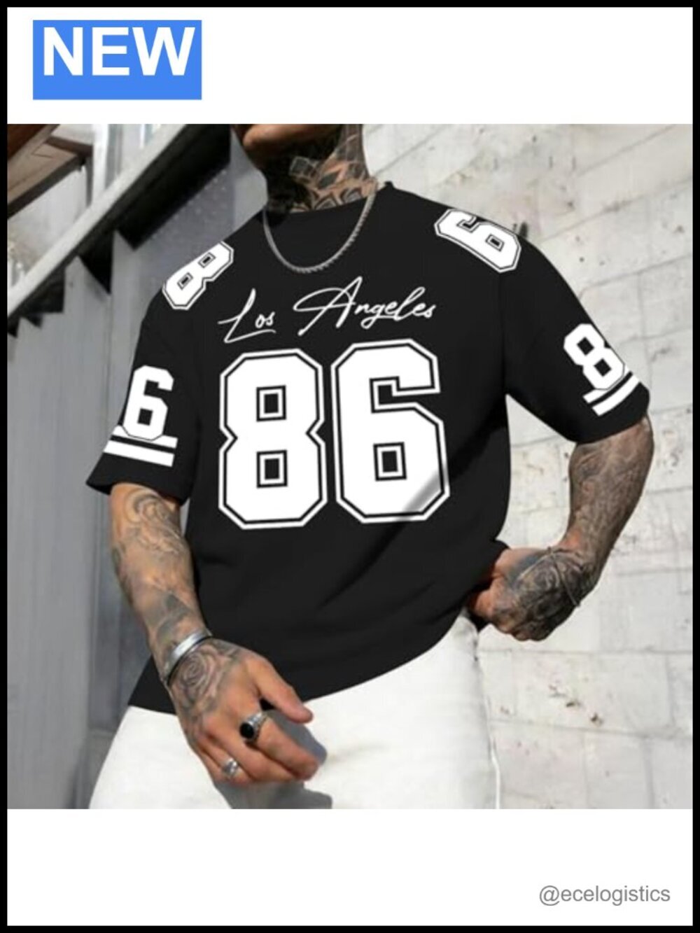 Oversized Graphic Jersey Tee with Number Print